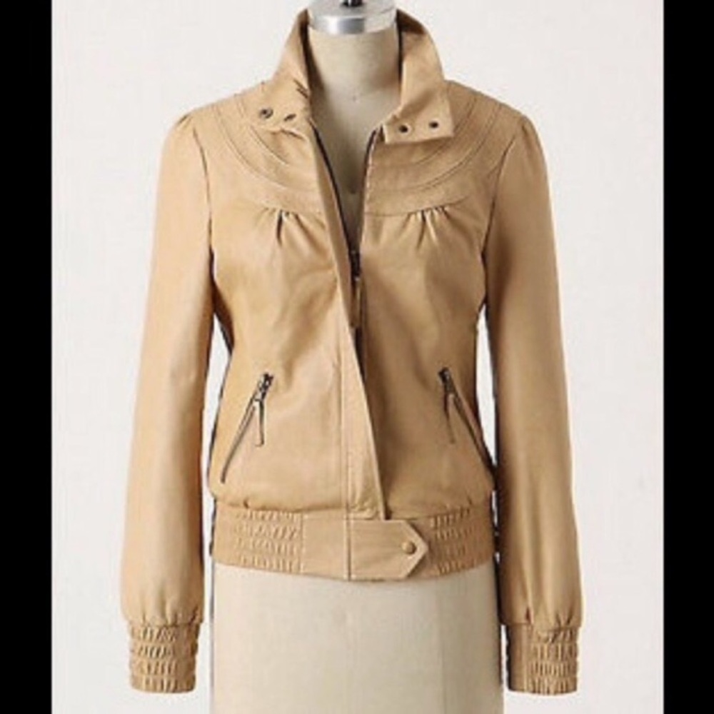 Anthropologie Idra Cafe Racer Leather Jacket Medium